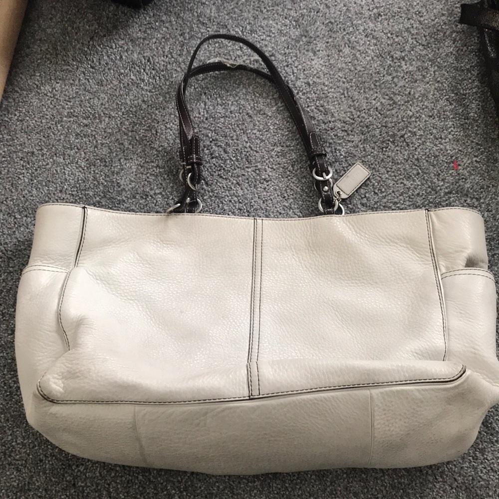 White leather diaper bag/commuting bag
